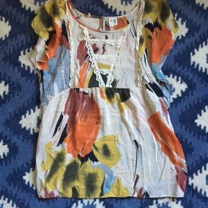 Anthropology Abstract Silk Blouse, Size 4